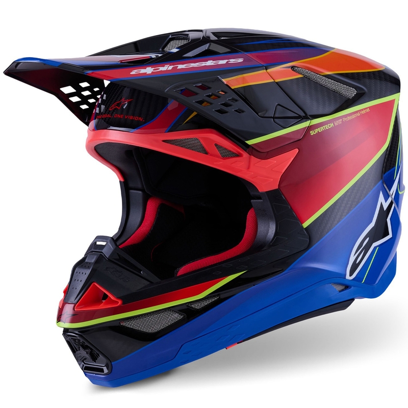 Alpinestars Supertech S-M10 Era Motocrosshelm blau-rot-fluogelb