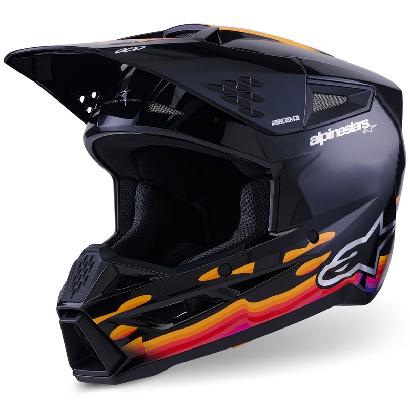 Alpinestars S-M3 Force Motocrosshelm Schwarz-Gelb-Rot-Weiß