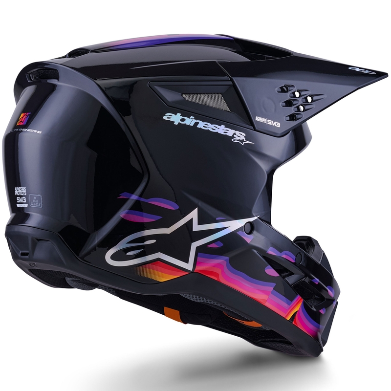 Alpinestars S-M3 Force Motocrosshelm Schwarz-Gelb-Rot-Weiß