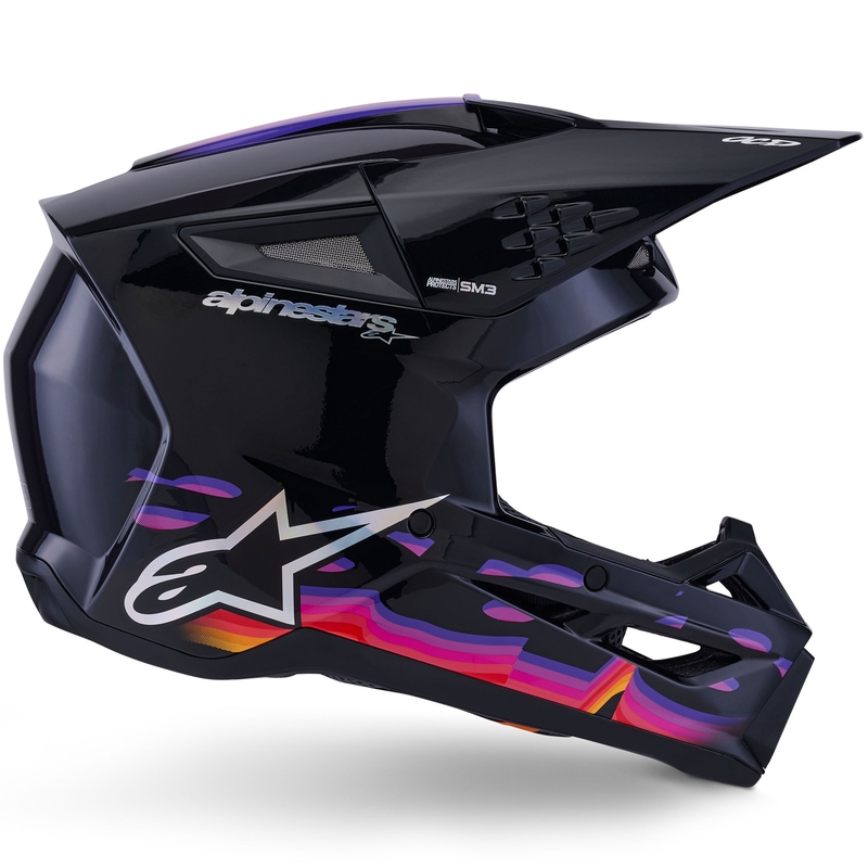 Alpinestars S-M3 Force Motocrosshelm Schwarz-Gelb-Rot-Weiß