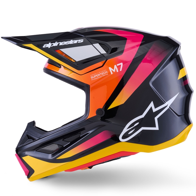 Alpinestars SM7 Rise Motocrosshelm Schwarz-Gelb-Fluo Pink