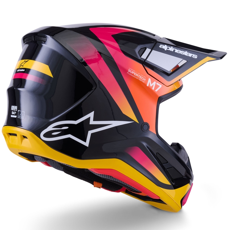 Alpinestars SM7 Rise Motocrosshelm Schwarz-Gelb-Fluo Pink