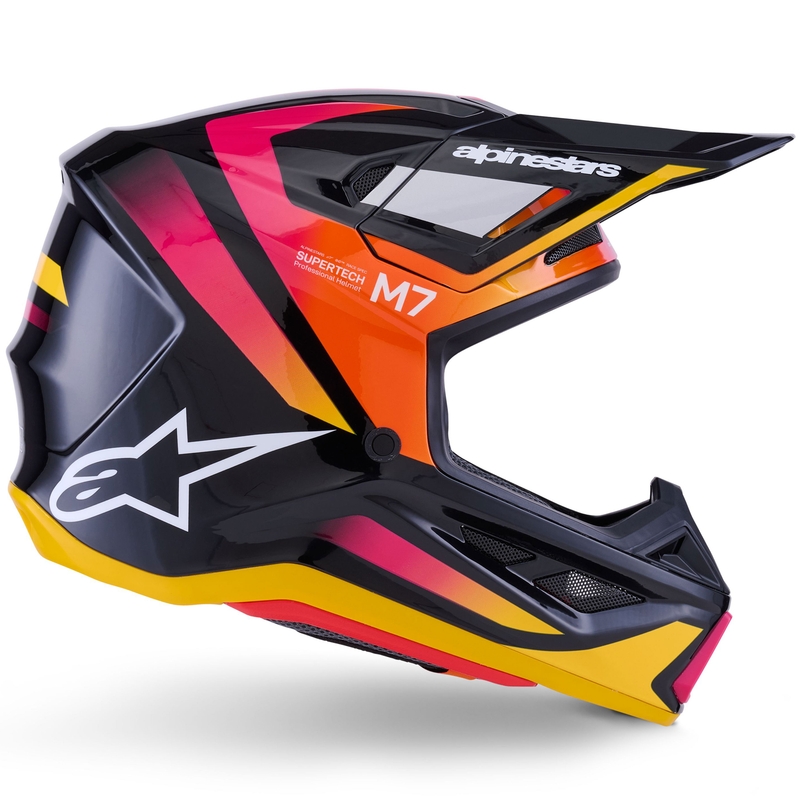 Alpinestars SM7 Rise Motocrosshelm Schwarz-Gelb-Fluo Pink