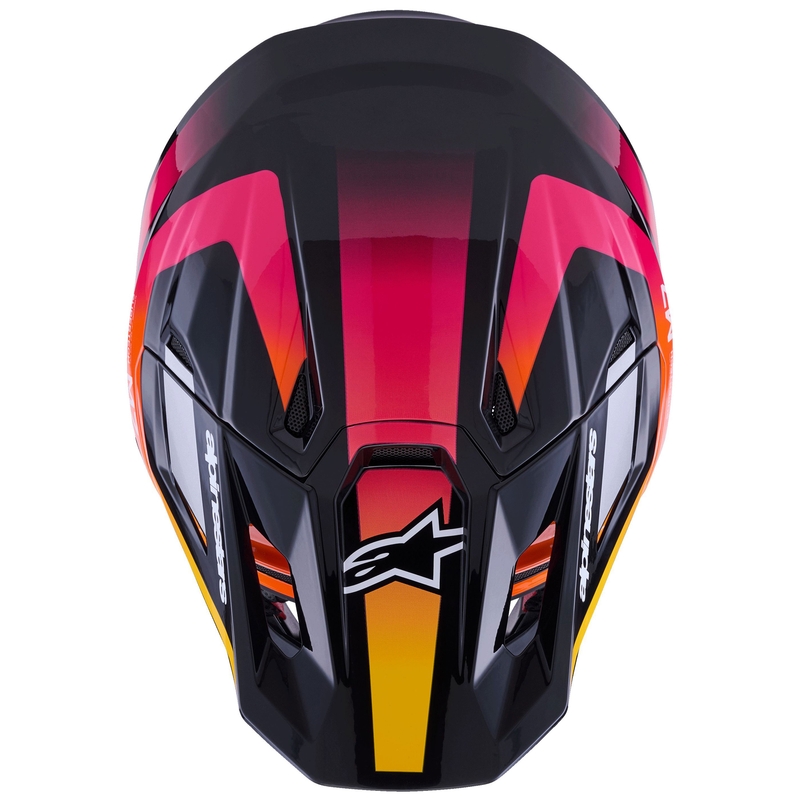 Alpinestars SM7 Rise Motocrosshelm Schwarz-Gelb-Fluo Pink