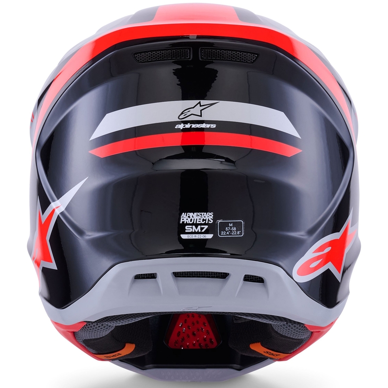 Alpinestars SM7 Rise Motocrosshelm Schwarz-Silber-Fluo-Rot