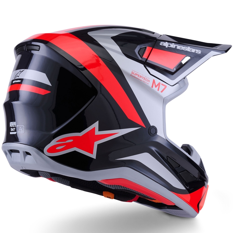 Alpinestars SM7 Rise Motocrosshelm Schwarz-Silber-Fluo-Rot
