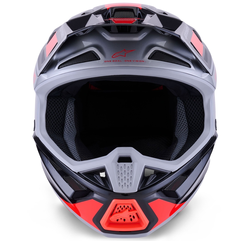 Alpinestars SM7 Rise Motocrosshelm Schwarz-Silber-Fluo-Rot
