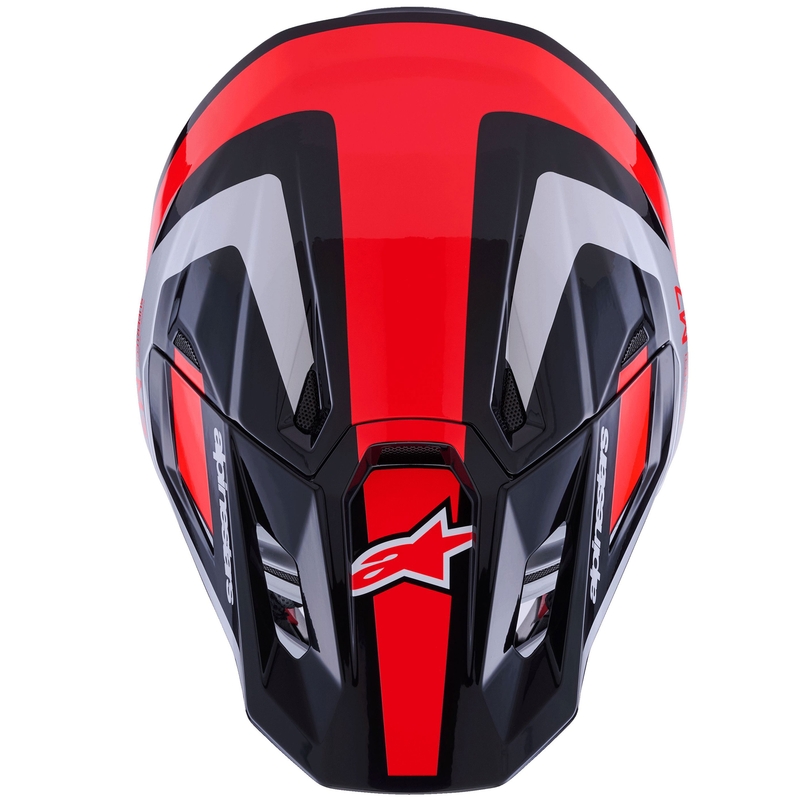 Alpinestars SM7 Rise Motocrosshelm Schwarz-Silber-Fluo-Rot