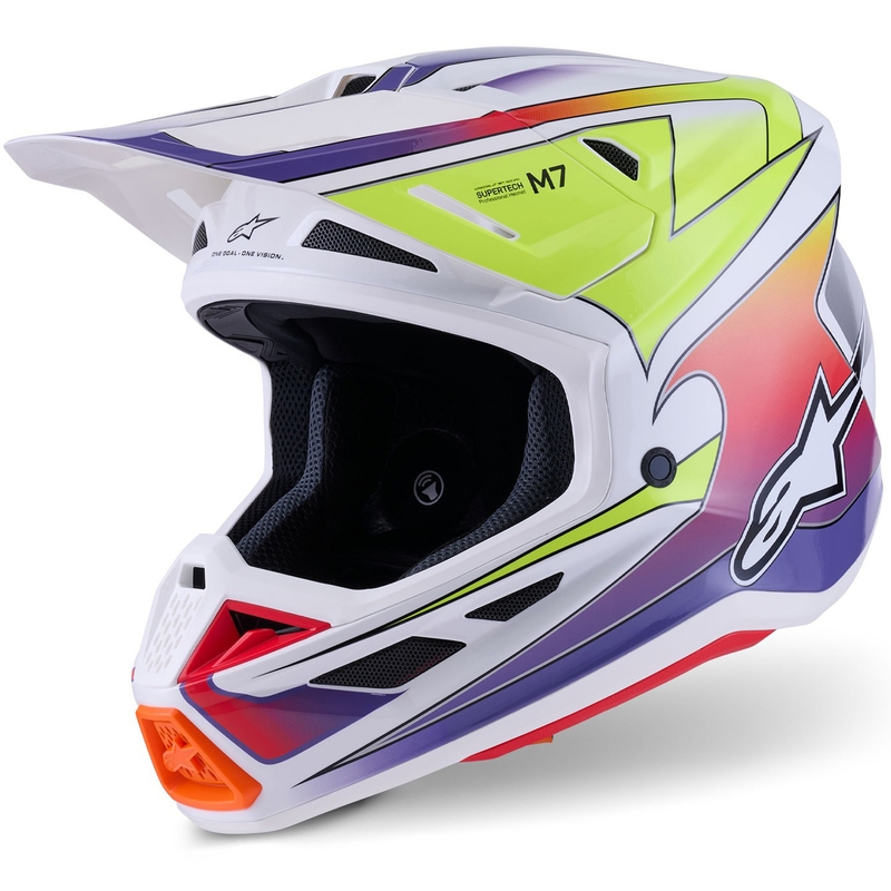 Alpinestars SM7 Fuse Motocrosshelm weiß-fluo gelb-lila