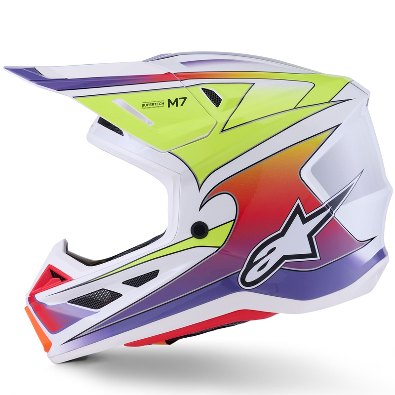 Alpinestars SM7 Fuse Motocrosshelm weiß-fluo gelb-lila