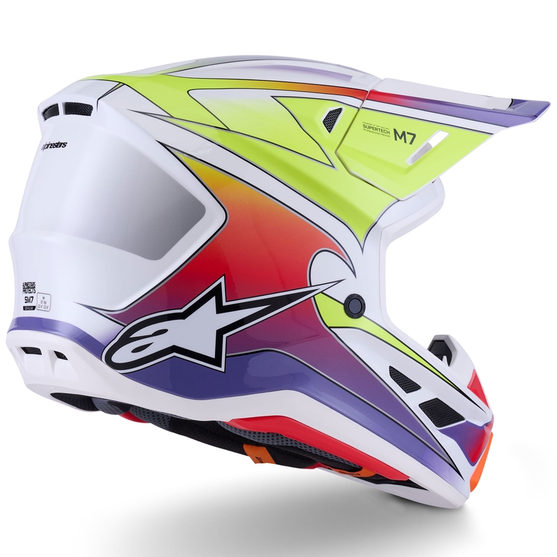 Alpinestars SM7 Fuse Motocrosshelm weiß-fluo gelb-lila