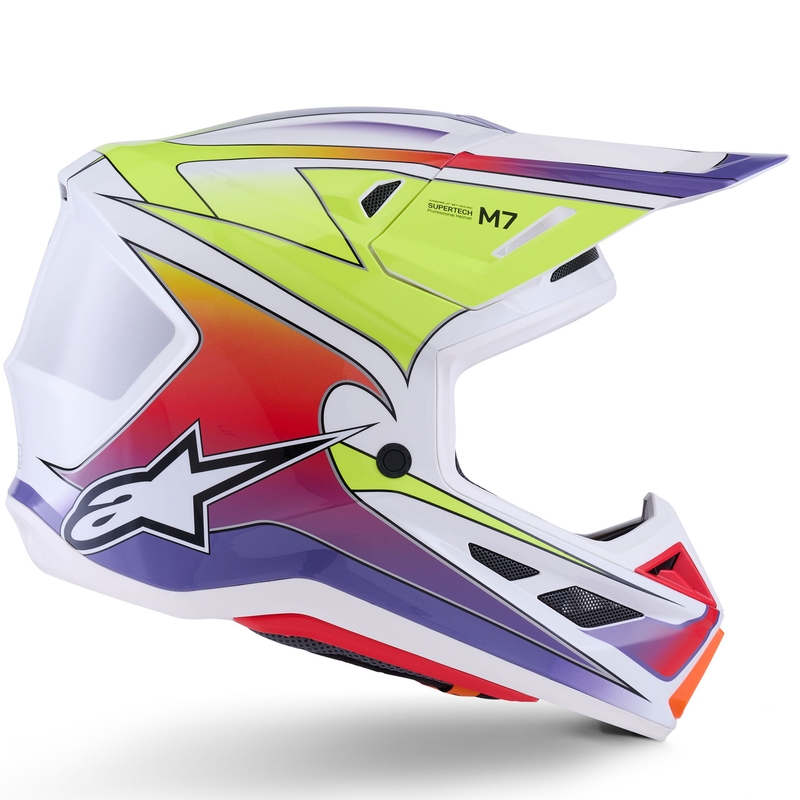 Alpinestars SM7 Fuse Motocrosshelm weiß-fluo gelb-lila