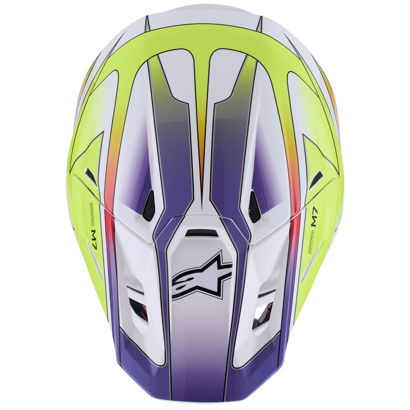 Alpinestars SM7 Fuse Motocrosshelm weiß-fluo gelb-lila