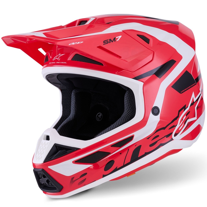 Alpinestars SM7 Deed Motocrosshelm rot-schwarz-weiß