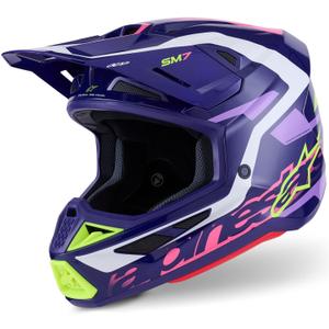 Alpinestars SM7 Deed Motocrosshelm lila-pink-weiß-fluogelb