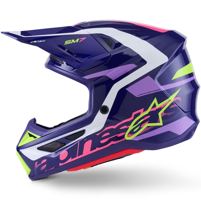 Alpinestars SM7 Deed Motocrosshelm lila-pink-weiß-fluogelb
