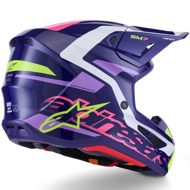 Alpinestars SM7 Deed Motocrosshelm lila-pink-weiß-fluogelb