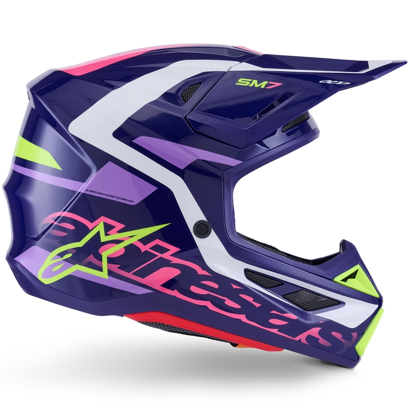 Alpinestars SM7 Deed Motocrosshelm lila-pink-weiß-fluogelb