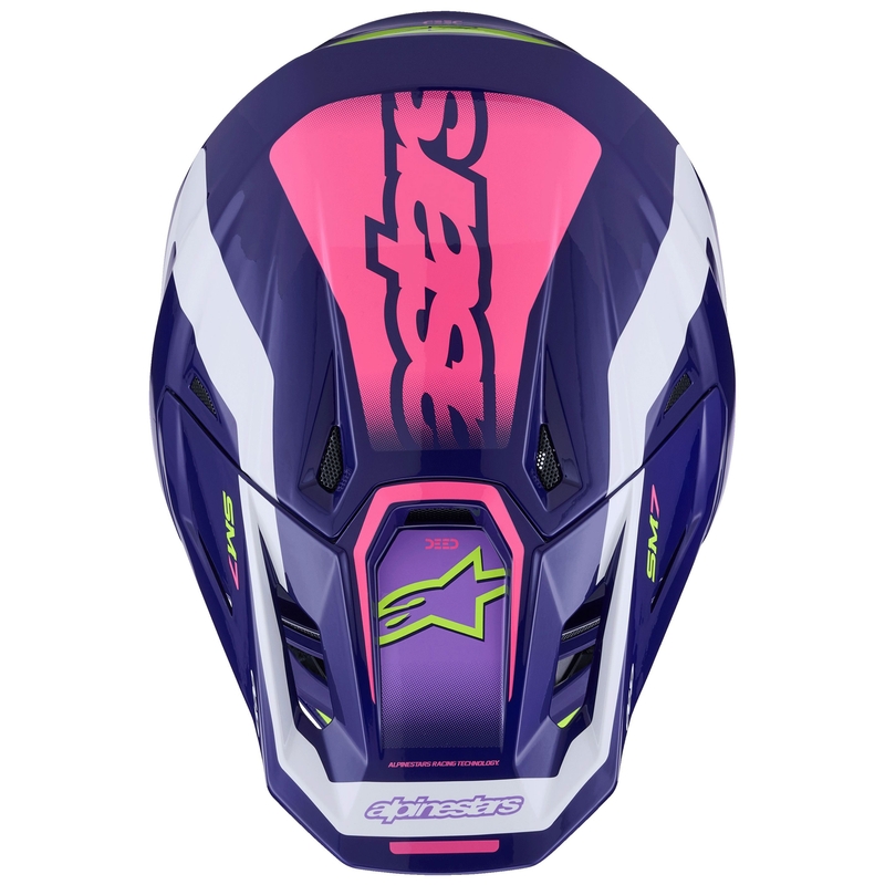 Alpinestars SM7 Deed Motocrosshelm lila-pink-weiß-fluogelb