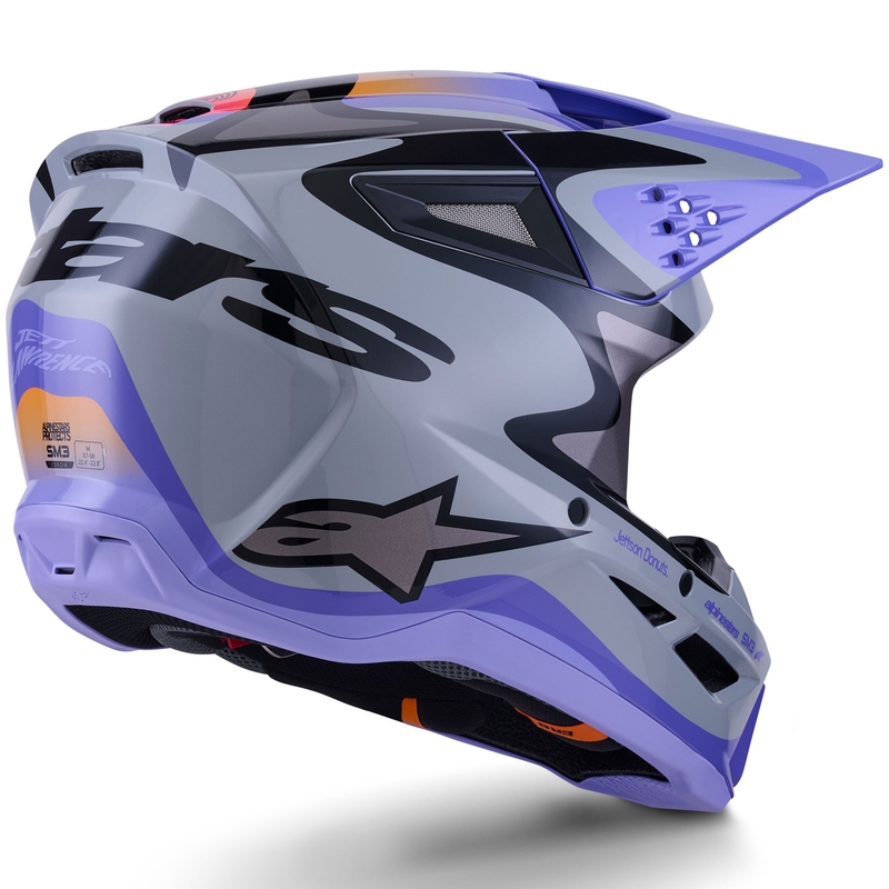 Alpinestars S-M3 JETT LAWRENCE Edition Motocrosshelm grau-lila-schwarz