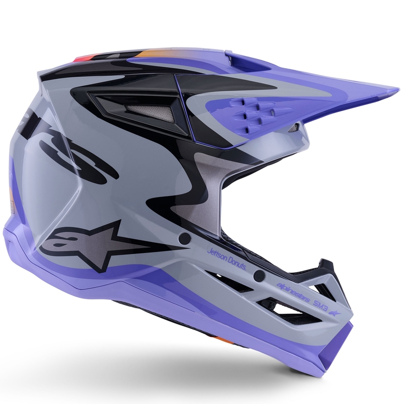 Alpinestars S-M3 JETT LAWRENCE Edition Motocrosshelm grau-lila-schwarz