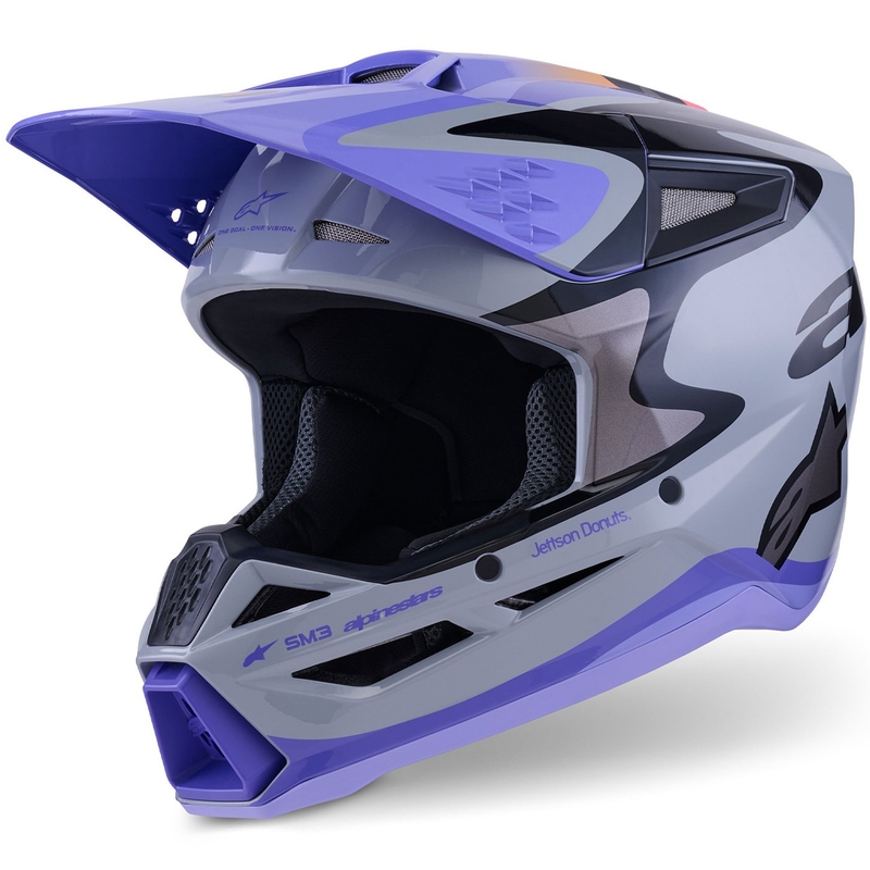 Alpinestars S-M3 JETT LAWRENCE Edition Motocrosshelm grau-lila-schwarz