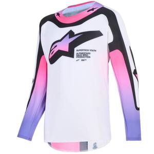 Alpinestars Supertech Vista Youth Kinder Motocross Jersey Weiß-Lila-Schwarz