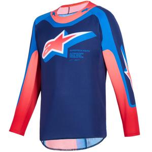 Motocross-Trikot Alpinestars Supertech Vista Youth Kinder Dunkelblau-Koralle-Kobalt