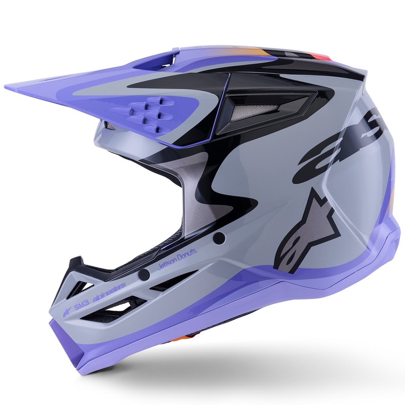 Alpinestars S-M3 JETT LAWRENCE Edition Kinder-Motocrosshelm grau-lila-schwarz
