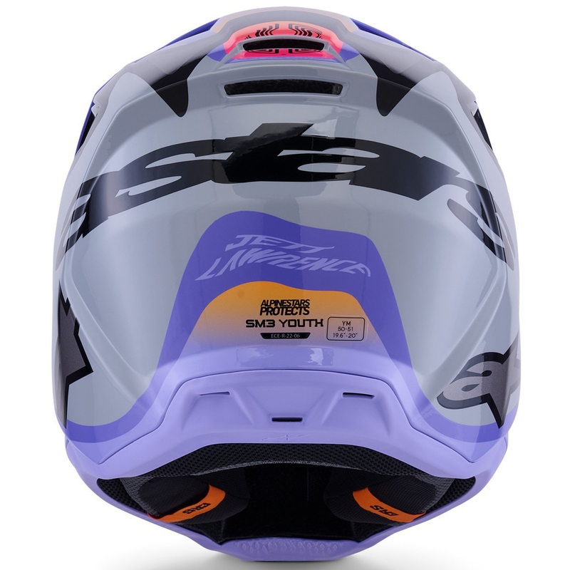 Alpinestars S-M3 JETT LAWRENCE Edition Kinder-Motocrosshelm grau-lila-schwarz