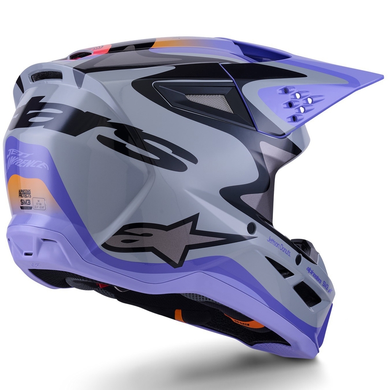 Alpinestars S-M3 JETT LAWRENCE Edition Kinder-Motocrosshelm grau-lila-schwarz
