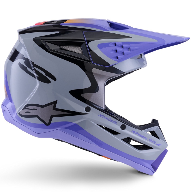 Alpinestars S-M3 JETT LAWRENCE Edition Kinder-Motocrosshelm grau-lila-schwarz