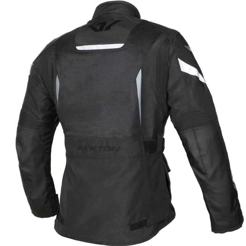 Damen-Motorradjacke Ayrton Teressa II Flow schwarz-grau