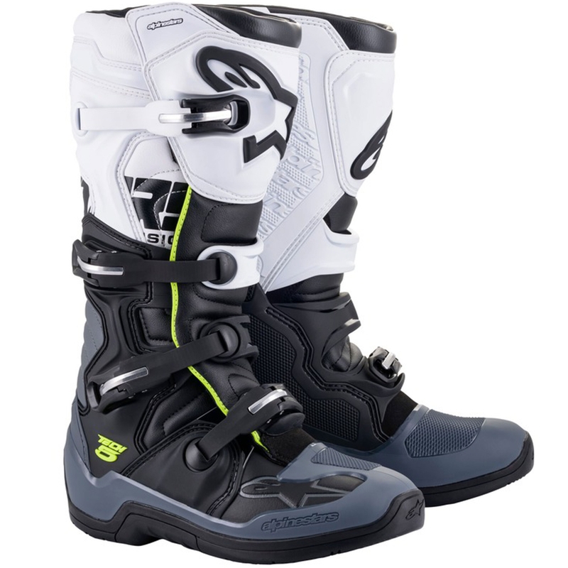 Alpinestars TECH 5 Motorradstiefel schwarz-grau-weiß-fluogelb