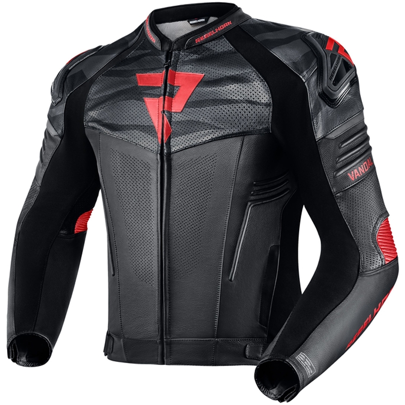 Rebelhorn Vandal Leder Motorradjacke schwarz-rot
