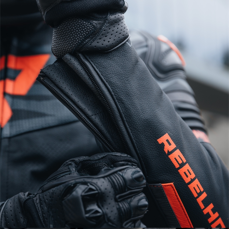 Rebelhorn Vandal Leder Motorradjacke schwarz-rot