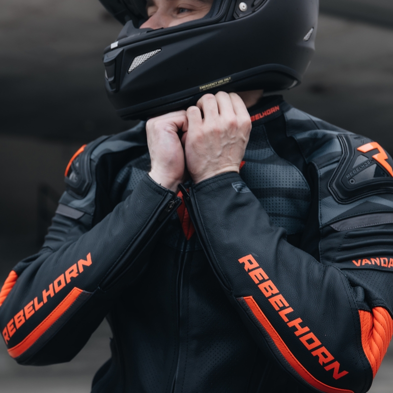 Rebelhorn Vandal Leder Motorradjacke schwarz-rot
