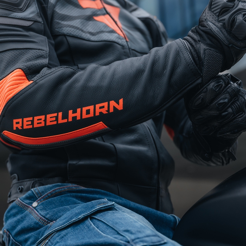 Rebelhorn Vandal Leder Motorradjacke schwarz-rot