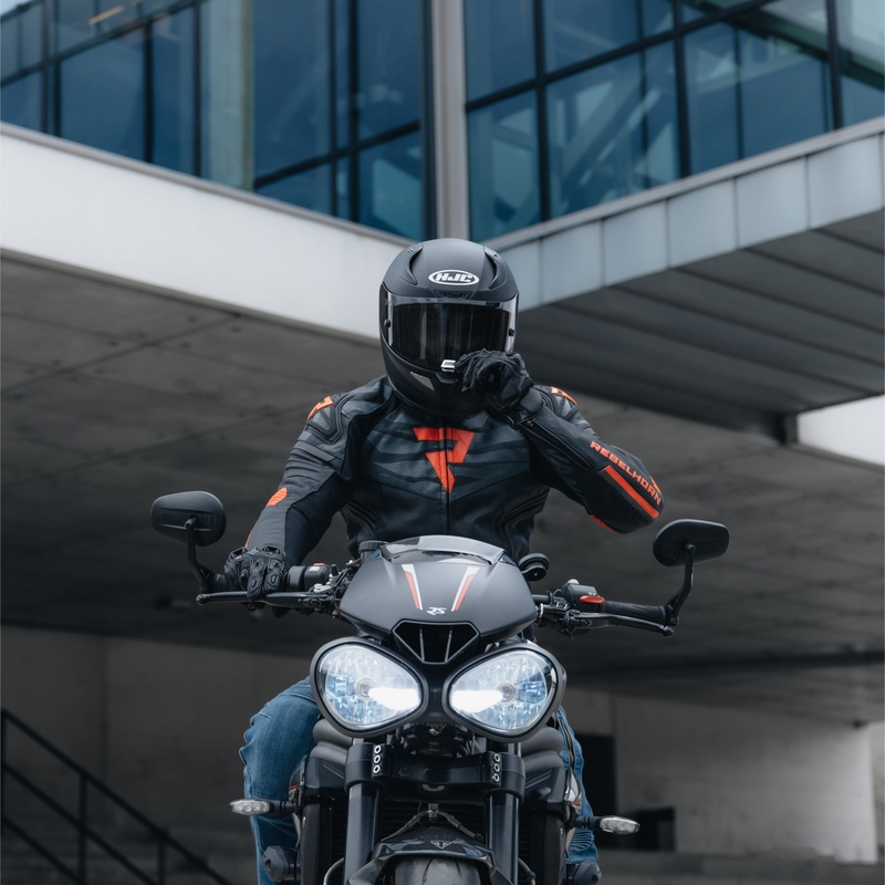 Rebelhorn Vandal Leder Motorradjacke schwarz-rot