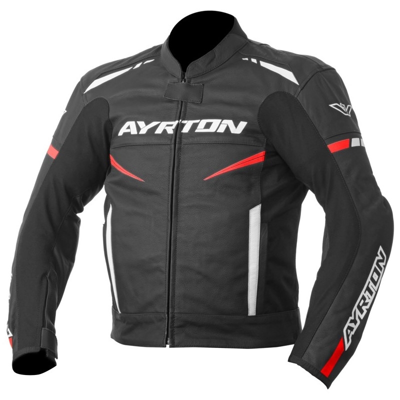 Ayrton Raptor schwarz-weiß-fluorrote Motorradjacke Ausverkauf