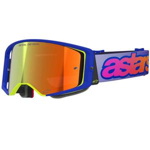 Alpinestars Supertech Vision Vista blau-gelb-lila Motocross-Brille mit verspiegelter roter Linse