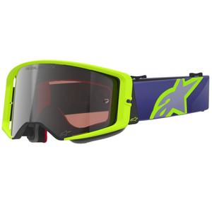 Alpinestars Supertech Vision Corp Motocrossbrille lila-gelb mit verspiegelter silberner Linse