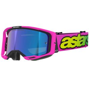 Alpinestars Vision 8 Vista Fluo Pink-Fluo Gelb-Grün Motocross-Brille mit verspiegelter blauer Linse