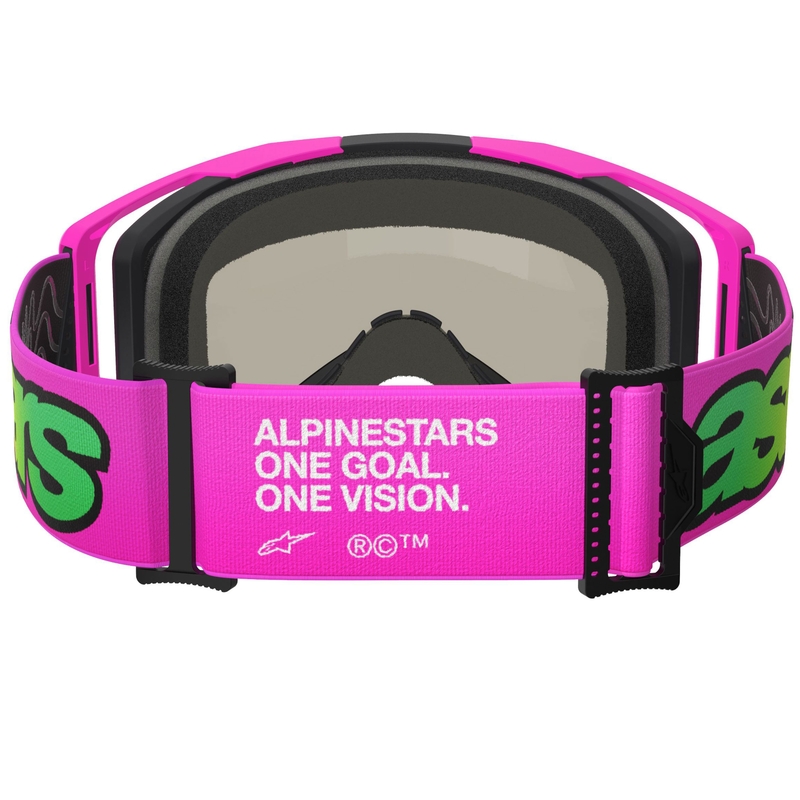 Alpinestars Vision 8 Vista Fluo Pink-Fluo Gelb-Grün Motocross-Brille mit verspiegelter blauer Linse