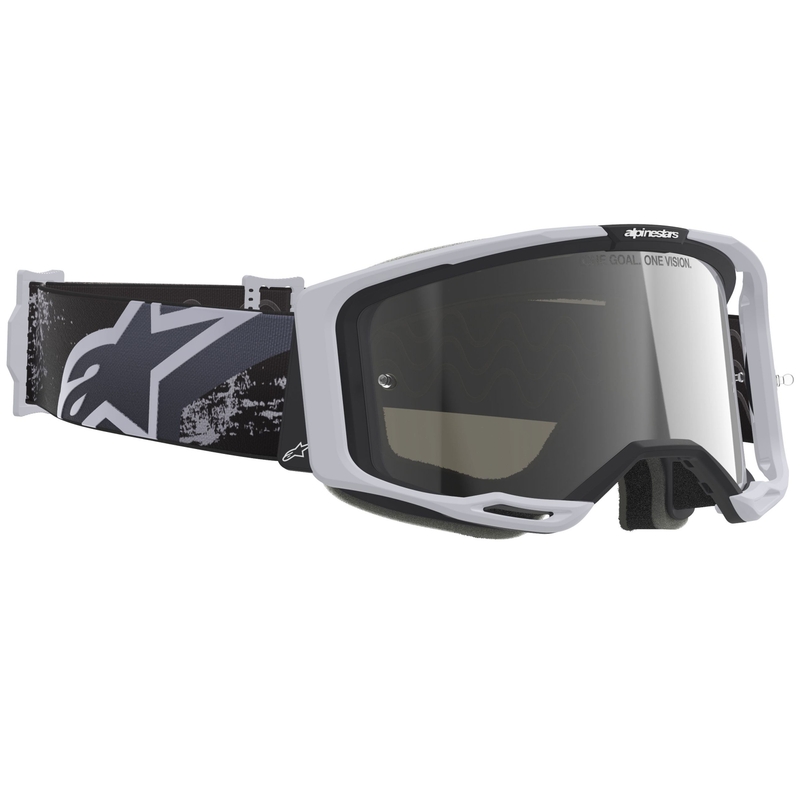 Alpinestars Supertech Vision 8 Lahnd Motocrossbrille weiß-schwarz mit verspiegelter silberner Linse