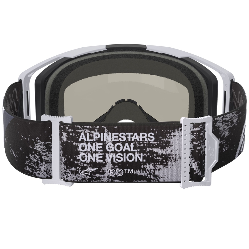 Alpinestars Supertech Vision 8 Lahnd Motocrossbrille weiß-schwarz mit verspiegelter silberner Linse