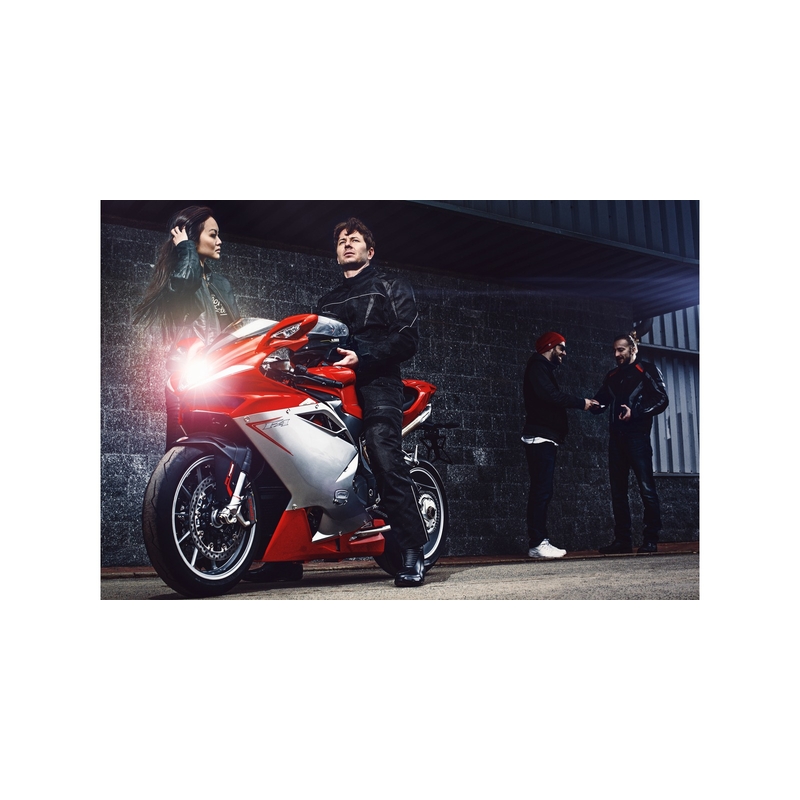 Ayrton Chrome Schwarz und Rot Motorrad Jacke Ausverkauf