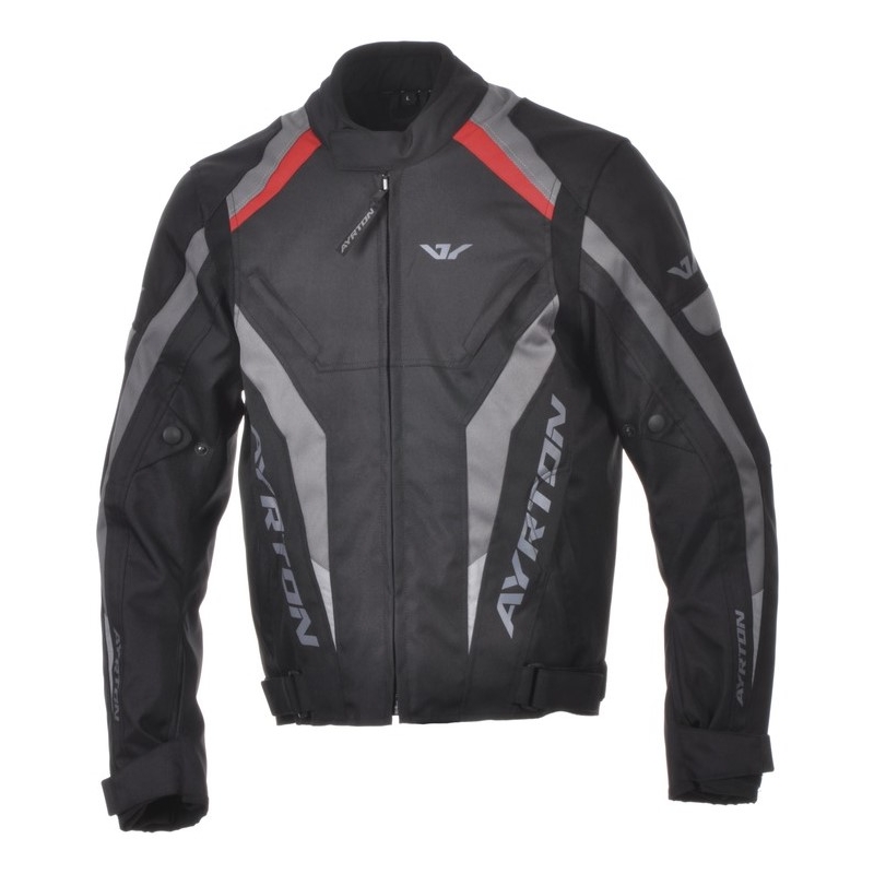 Ayrton Chrome Schwarz und Rot Motorrad Jacke Ausverkauf