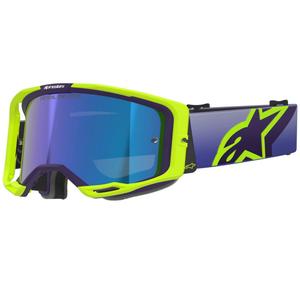 Alpinestars Vision 8 Corp neongelb-violette Motocross-Brille mit verspiegelter blauer Linse