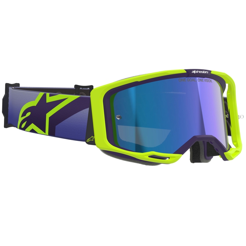 Alpinestars Vision 8 Corp neongelb-violette Motocross-Brille mit verspiegelter blauer Linse